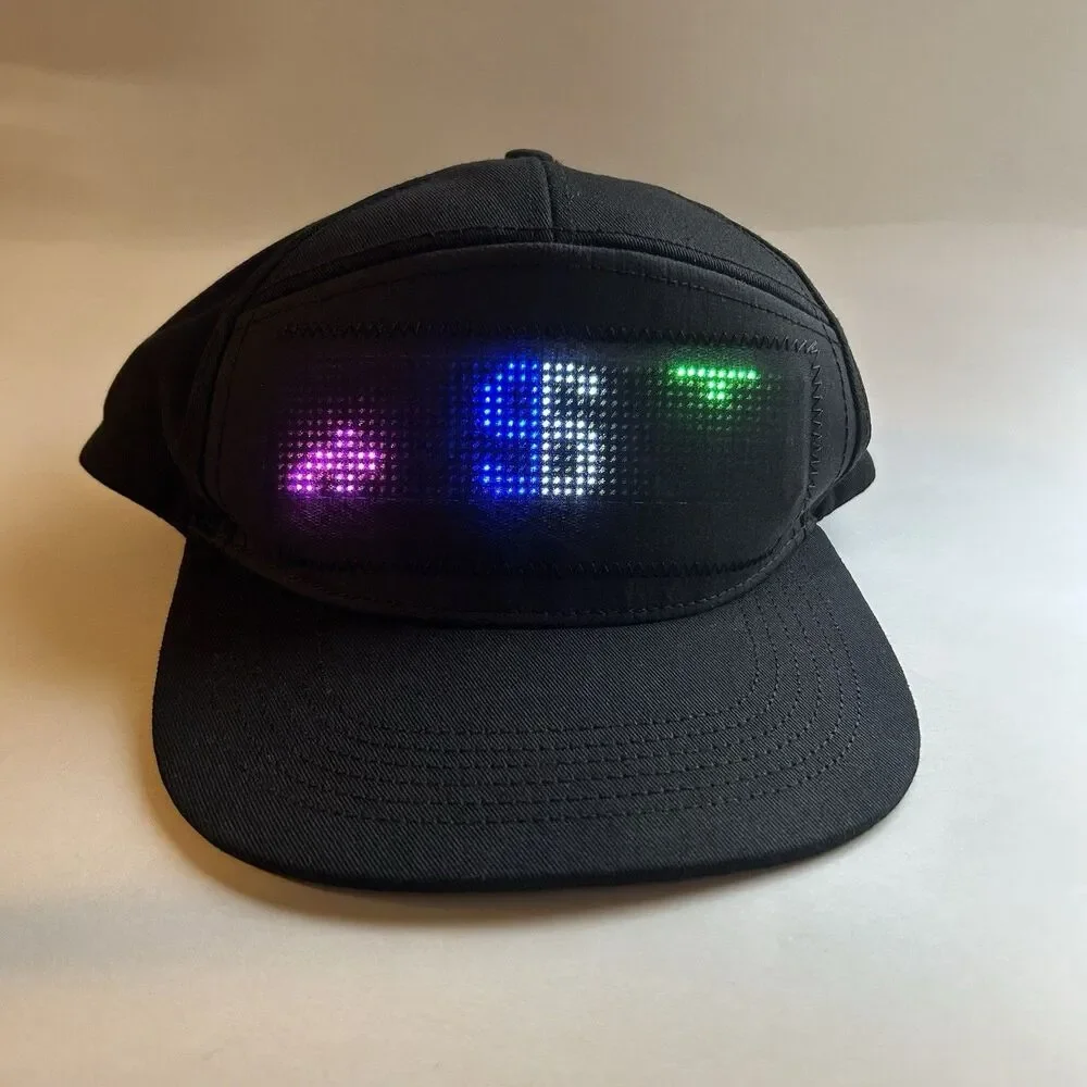 Black LED Cap Programmable APP Control Editable Colorful LED Hat *New & Works